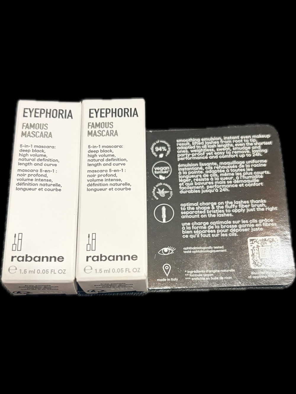 🦋 2 Rabanne Eyephoria Famous 5 in 1 Mascara Black New Mini